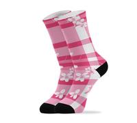 famyily Calzini da uomo con fiori di ciliegio, a quadri, rosa acceso, bianchi, traspiranti, confezione da 2 (1 paio), Fiore di ciliegio bianco rosa caldo a quadri, 8