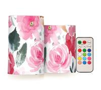 famyily Candele tremolanti senza fiamma con fiori ad acquerello, senza fiamma, con colori cangianti, per decorazione, 10,2 cm, 12,7 cm, set da 2