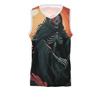 famyily Canotte da basket Comoda camicia in jersey graffiti per uomini e donne regali uniformi Red Grim Reaper, Red Triste Mietitore, M