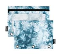 Famyily - Cartella a 3 anelli di tintura annodata verde con sacchetti trasparenti per matite per finestre, grandi e resistenti, cartelle a 3 anelli per aula, scuola, ufficio, forniture