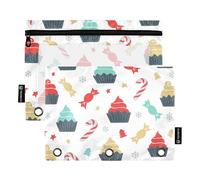 Famyily - Cartella colorata di Natale con cerniera per dessert con finestra trasparente, organizer per finestre trasparenti e occhielli, 3 anelli, organizzatori per ufficio di classe scolastica