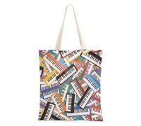 famyily Cartoon Tastiera Elettronica Strumento Medio Tela Tote con manici Tote Bag Bulk Riutilizzabile Shopping Bag per Collaboratore Bolsa de lona