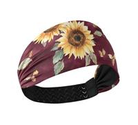 famyily Cerchietto antiscivolo da donna con girasole tropicale, bordeaux, fascia elastica per la testa per le donne per atletica, sport, trucco, escursionismo, trekking, cane Duchshund con stelle