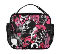 famyily Colorful Cartoon Hip personalizzato Rock Skulls Lunch Bags Water Resistant Womens Lunch Box Mantiene il cibo caldo riutilizzabile Tote Bag per spiaggia viaggio
