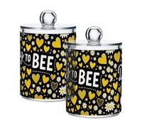 famyily Confezione da 2 contenitori in plastica trasparente con coperchio per annuncio di gravidanza con scritta "Daddy to Bee", contenitori decorativi per tamponi di cotone, bastoncini di cotone