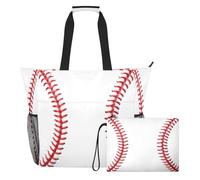famyily Cool Baseball Team Player Grande Capacità Beach Tote Borse con Cerniera e Tasche in Rete, 2 PCS Weekender Travel Bag per Nuotare Piscina, Crociera Spiaggia Vacanze