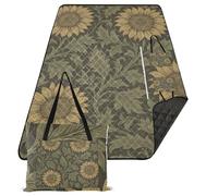 famyily Coperta da giardino resistente alla sabbia per esterni, 203 x 305 cm, coperta da concerto per persone all'aperto, motivo girasole William Morris