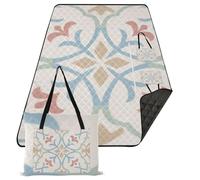 famyily Coperta da picnic pieghevole da esterno senza sabbia, 203 x 152 cm, per attività all'aperto, articoli da picnic, linea di fiori esotici astratti