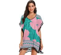 famyily Coprire da donna per costumi da bagno aperto sul davanti camicie da spiaggia per le donne abbigliamento da spiaggia Clubwear S-L pesca semplice floreale, Pesca Semplice Floreale, S