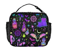 famyily Divertente borsa portapranzo da donna con elementi luminosi e allegri, a prova di perdite, con tracolla e portabottiglie, riutilizzabile, per scuola/picnic
