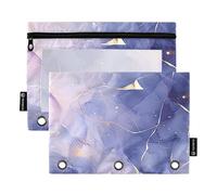 famyily Dream - Astuccio con cerniera e anelli con finestra trasparente, colori assortiti, 3 anelli, per riporre articoli per scuola e ufficio, multicolore, 2 pezzi
