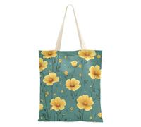 famyily Fiori gialli Sfondo Verde Stile Carino Borse di Tela Bulk con manici FAI DA TE Tote Bag Tutto per lo Shopping Bolsa de lona