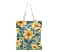 famyily Fiori gialli Sfondo Verde Stile Carino Tela Tote Bag Bulk con maniglie Donne Tote Bag Canvas Borse della spesa Per la spesa per Dail Bolsa de lona