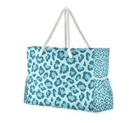 Famyily - Grandi borse a prova di sabbia con stampa leopardata blu chiaro con tasche laterali per lavoro, borsa da spiaggia, borsa da piscina, borsa da lavoro, borsa della spesa