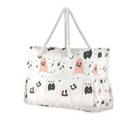 famyily Halloween Ghosts Sandproof Donne Tote Bags con tasche laterali Grandi Borse Weekender con portabicchieri sul lato