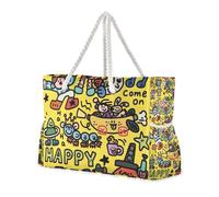 Famyily Happy Time - Borse da viaggio portatili da donna con tasche laterali, borsa da viaggio, accessori essenziali per la spiaggia, regali di compleanno per le donne