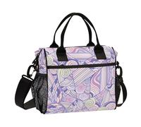 famyily Happy Valentine's Day Borsa per il pranzo viola isolata con cerniera Grande Lunchbox con tracolla Borsa per il pranzo per adulti per donne Cucina femminile