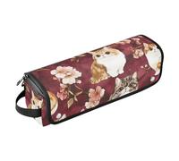 famyily Hot Hair Tools Borsa da viaggio con cuscinetto resistente al calore, custodia da viaggio portatile per ferro arricciacapelli, piastra per capelli piatti, arte esotica Shorthaircats bordeaux