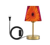 famyily Lampada da tavolo a forma di margherita arancione, per camera da letto, 3 modalità di colore, piccola lampada da scrivania con paralume in tessuto di lino, per comodino, scrivania, ufficio