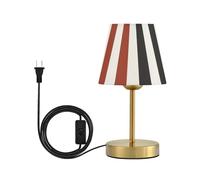 famyily Lampada da tavolo a righe marroni e nere, 3 modalità di illuminazione, lampada da comodino con paralume in tessuto per asilo nido e ufficio, base in metallo S