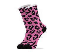famyily Leopard Pink Crew Socks donna corsa 4 Pack morbido traspirante nero calzini tubo (2 paia)