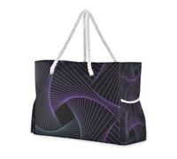Famyily - Linee di scienza e tecnologia blu e viola, borsa a mano resistente, grande con tasche laterali, grandi borse da spiaggia, buone per viaggi, piscina, nuoto, spiaggia, vacanze