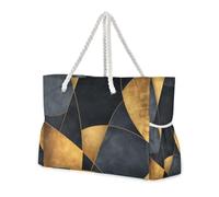famyily Lussuose linee nere e dorate robuste borse tote da donna con tasche laterali borsa da viaggio portatile da viaggio essenziale da spiaggia regali di compleanno per le donne