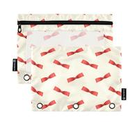 famyily Matite rosse con fiocco natalizio con finestra trasparente, astuccio organizer in colori assortiti, raccoglitore a tre anelli per riporre studenti scolastici e insegnanti, multicolore, 2 pezzi