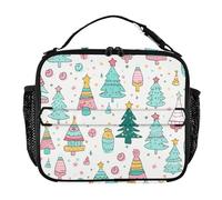 famyily Merry Christmas Tree and Gift Lunch Tote Bag Leggero Adulto Lunch Box Tracolla Regolabile Isolato Lunch Container per Lavoro e Scuola