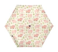 famyily Ombrello pieghevole con motivo maiale e erba pesca; parasole automatico, apertura e chiusura facile; per esterni, 99,1 cm