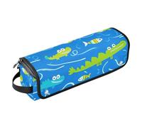 famyily Organizer 2 in 1 per strumenti per capelli e tappetino resistente al calore, per ferro arricciacapelli, piastra per capelli piatti, animali, coccodrillo, blu