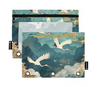 famyily Padiglioni Paesaggi e gru Grandi Astuccio con Cerniera con Finestra Trasparente Grande Astuccio Trasparente Finestra e Occhielli Tre Anelli Raccoglitore Scuola Classe Ufficio Organizzatori