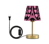 famyily Parigi Francia Torre Eiffel Lampada da tavolo 3 modalità di colore Lampade per camera da letto con paralume in tessuto di lino per soggiorno, ufficio, dormitorio, base in ottone anticato S