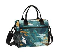 famyily Pavilions Landscapes and Cranes - Borsa per il pranzo da donna, riutilizzabile, grande, con tracolla, per la scuola