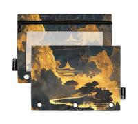 Famyily - Penna d'acqua di montagna con finestra trasparente, custodia grande e resistente a 3 anelli per scuola, ufficio e casa, multicolore, 2 pezzi