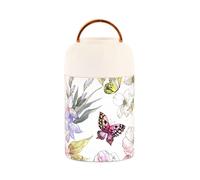 famyily Peonia, rosa, farfalle, fiori di pesca, in acciaio inox, isolato sottovuoto, contenitore per il pranzo con cucchiaio per bevande per la colazione, 500 ml