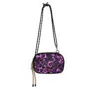 famyily Piccola borsa a tracolla da uomo pratica con scomparti per carte di credito borse Walk the dog - Bordeaux Leopard Print, Leopardo Nero Viola