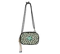 famyily Piccola borsa a tracolla da uomo pratica con scomparti per carte di credito borse Walk the dog - Bordeaux Leopard Print, Stampa leopardata Stella Verde chiaro