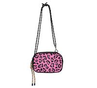 famyily Piccola borsa a tracolla da uomo pratica con scomparti per carte di credito borse Walk the dog - Bordeaux Leopard Print, Leopardo rosa.