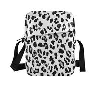 famyily Piccola borsa a tracolla per gli uomini Borsa a tracolla piccola per le donne Borse a tracolla per le donne Tracolla regolabile per lo shopping Shopping- Stampa leopardata nera e bianca
