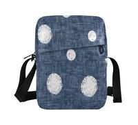 famyily Piccola borsa messenger per gli uomini Borsa a tracolla per donna Borse a tracolla da donna Tracolla Regolabile per Shopping Shopping - Rotonda macchie bianche su uno sfondo blu denim