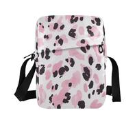 famyily Piccola borsa messenger per gli uomini Piccola Borsa a tracolla per le donne Borsa Borsa Tracolla Regolabile per il lavoro - Stampa leopardata pesca