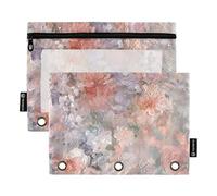 famyily Pittura a olio di pesca con astuccio floreale con finestra trasparente Astuccio morbido con cerniera occhielli rinforzati a 3 fori raccoglitore per aula scuola forniture per ufficio