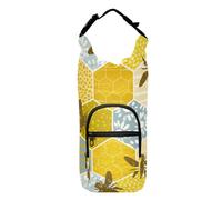 famyily Porta bottiglia d'acqua a tracolla con motivo geometrico senza cuciture, con ape, felice, buona fortuna, alla moda, color oro, elegante borsa termica per bottiglia d'acqua, adatta per