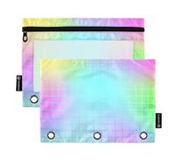 Famyily - Quadrati colorati con design laser con cerniera e finestra trasparente con cerniera in vari colori in pollici, raccoglitori a 3 anelli, organizzatori per ufficio di classe scolastica