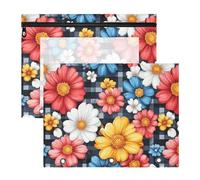 famyily Raccoglitore per matite robuste cartelle tascabili per lettere di carta A4, confezione da 2 articoli per la scuola per studenti, fiori colorati bufalo