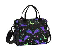 famyily Raffigurante pipistrelli decorato luminoso Happy Halloween borsa per il pranzo da donna regolabile grande lunch box box con tracolla grande borsa pranzo per donne famiglia all'aperto