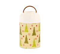 famyily Red and Gold Christmas Tree Stainless Steel Vacuum Insulated Lunch box per caldo con cucchiaio per la scuola pollo 17oz