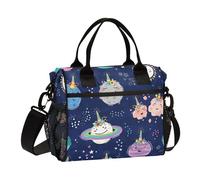 famyily Simpatici unicorni corno fiore corona pianeti meteorite pranzo box per uomo ecologico donna borsa pranzo con tracolla stampa borse per il pranzo per donne adolescenti cucina