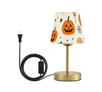famyily Spooky Ghosts Cowboy Cute Hallloween Lampada da tavolo per camera da letto 3 modalità di colore Piccola lampada da scrivania con paralume in tessuto per casa colonica, decorazione per ufficio